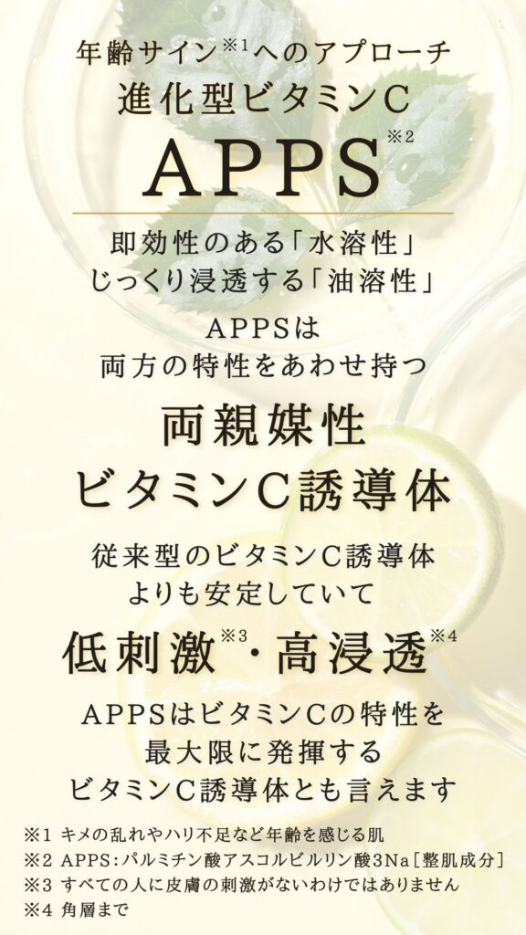 【Dr.Pharmacy】年齢サインへのアプローチ、進化型ビタミンC誘導体：APPS